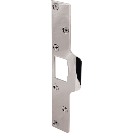 Prime-Line Maximum Security Latch Strike, 1-1/4 In. x 7-7/8 In., Steel, Chrome Plated Single Pack U 9476